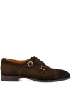Santoni Man Loafers Dark Brown Size 8.5 Leather In Brown
