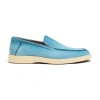 Santoni Men's Light Blue Suede Loafer In Blau