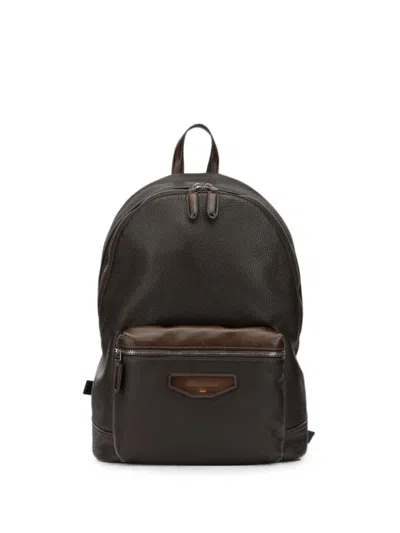 Santoni Backpack Leather "new" In Brown