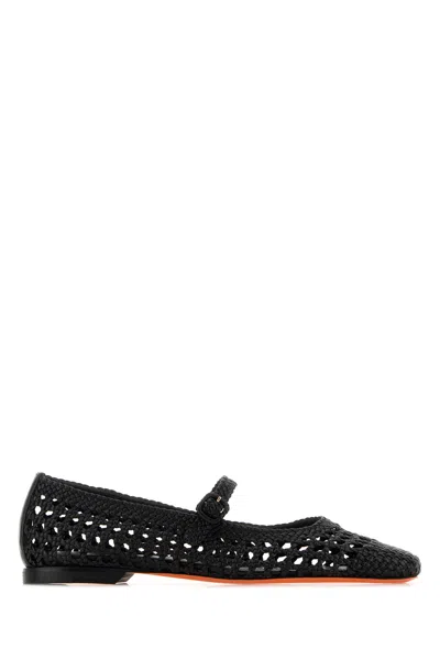 Santoni Ballerine Luce In Pelle Nera Donna In Black