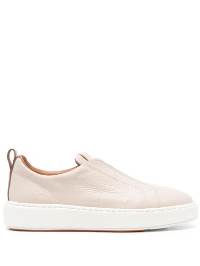 Santoni Barscy Logo-print Leather Sneakers In Pink