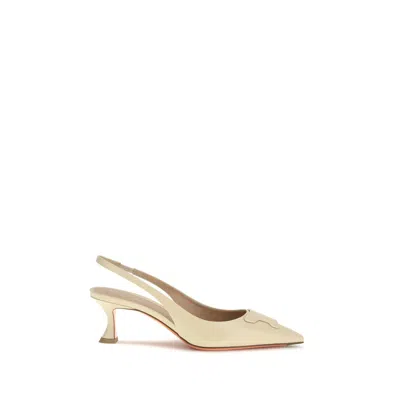Santoni Beige Calf Leather Bos Taurus Mid Heel Pumps In Neutral