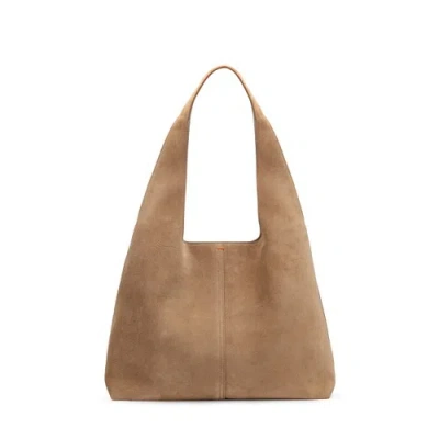 Santoni Beige Suede Shoulder Bag Natural