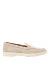 Santoni Slip-on Shoes With Round Toe And Rubber Sole In Beige