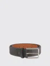 Santoni Adjustable Suede Belt With Square Metal Buckle In Brown