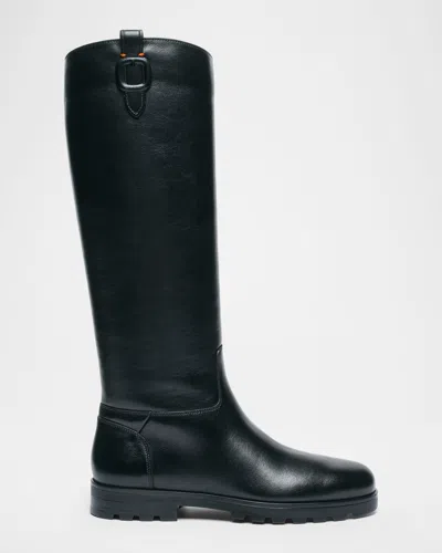 Santoni Bess Leather Knee-high Boots In Black