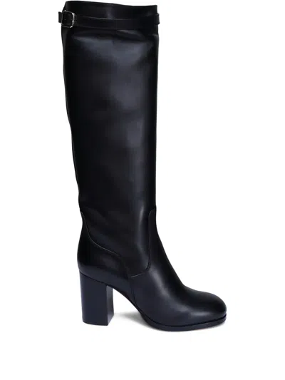 Santoni Bianca Buckle-detail Knee-high Boots In Black
