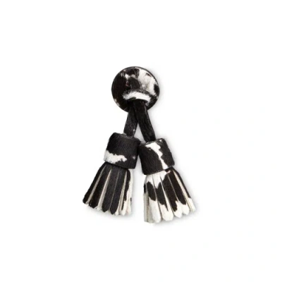 Santoni Black And White Cavallino Leather  Icona Signum Tassels Puro White In Multi