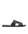 Santoni Black Buckle Sandals In Black