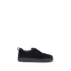 Santoni Black Calf Leather Bos Taurus Low Top Sneakers In Black