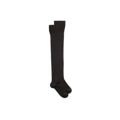 Santoni Black Cashmere Over-the-knee Socks Fumo Black