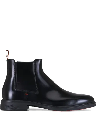 SANTONI BLACK CHELSEA BOOTS