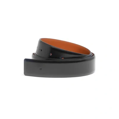 Santoni Black Leather Belt Strap