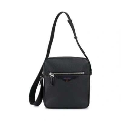 Santoni Black Leather Crossbody Bag Fumo Black