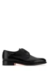Santoni Ensley Lace Up Leather Shoes Polished In Black