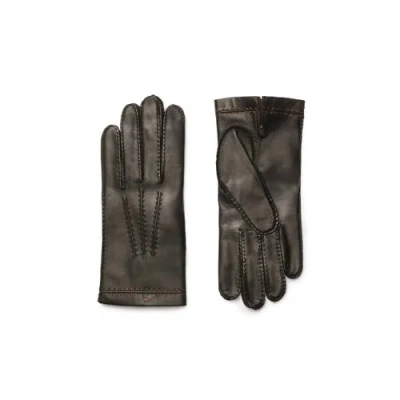 Santoni Black Leather Gloves