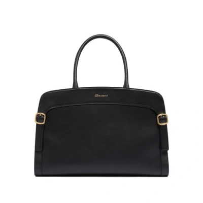 Santoni Black Leather Handbag