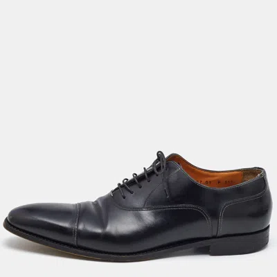 Santoni Black Leather Lace Up Oxfords In Multi