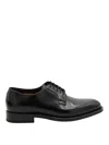 SANTONI BLACK LEATHER LACE UP SHOES