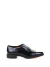Santoni Black Leather Oxford In Black