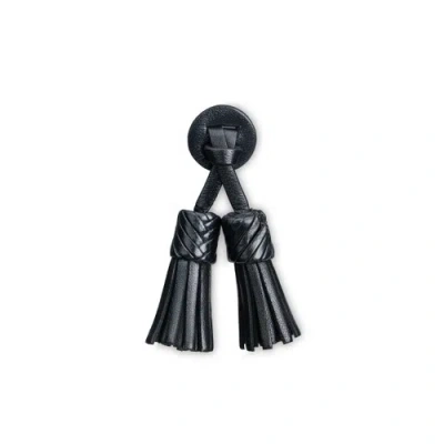 Santoni Black Leather  Icona Serpentine Tassels Fumo Black