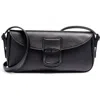Santoni Black Leather Shoulder Bag In Black