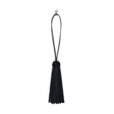 Santoni Black Leather Tassel Charm