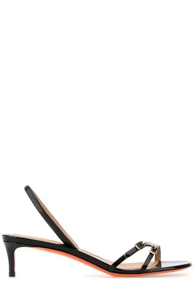 Santoni Black Leather Virna Sandals