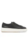 Santoni Leather Sneakers In Black