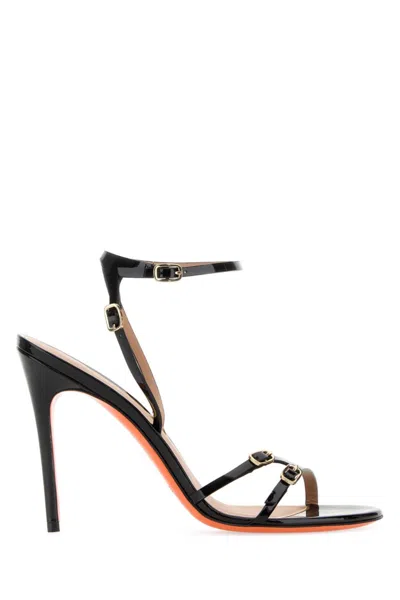Santoni Virna Leather Sandals With 11 Cm Heel In Animal Print