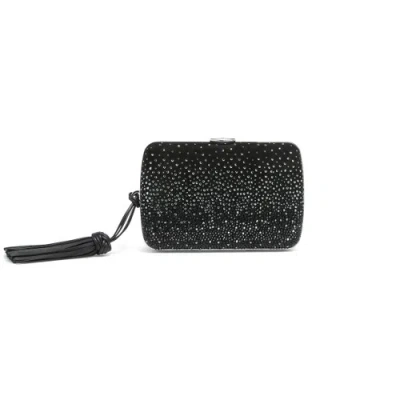 Santoni Black Suede And Strass Clutch
