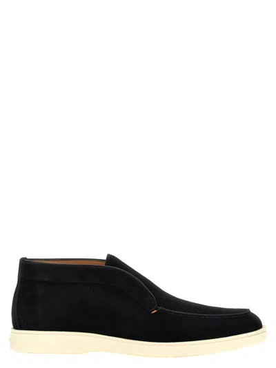 Santoni Black Suede Boots