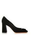 Santoni Black Suede Pumps In Black