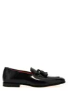 Santoni Black Tassel Leather Loafers In Black