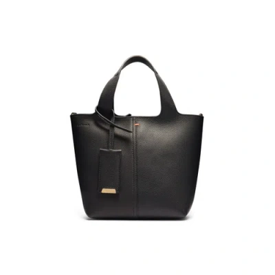 Santoni Black Tumbled Leather Handbag
