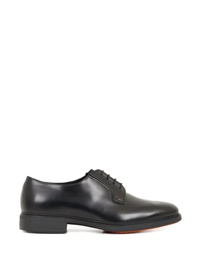 Santoni Easy Lace-up Leather Derby Shoes In Animal Print