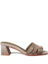 Santoni Block-heel Leather Sandals In Neutral