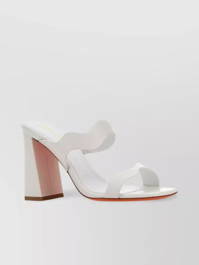 Santoni Block Heel Open Toe Strappy Mules