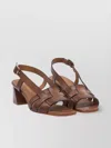 Santoni Block Heel Strappy Sandals Open Toe In Brown