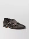 Santoni Block Heel Woven Leather Loafers