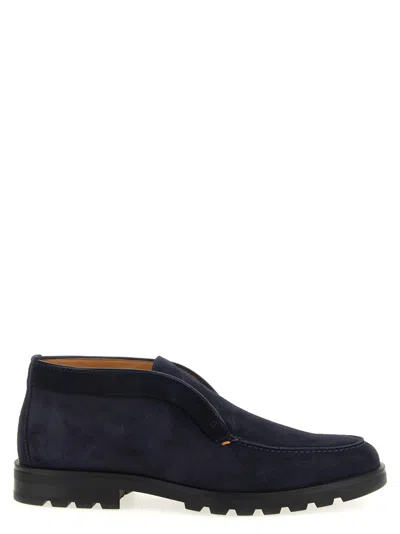SANTONI BLUE ANKLE BOOTS