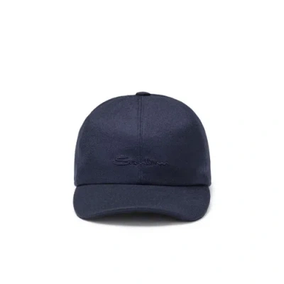 Santoni Blue Cashmere Baseball Hat Adriatico Blue