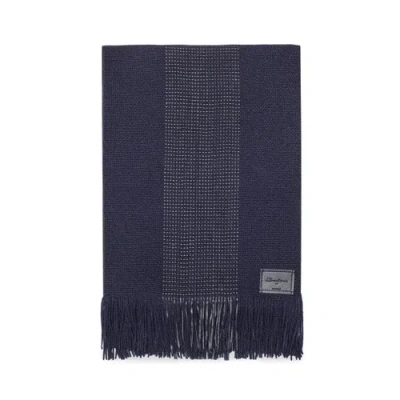 Santoni Blue Cashmere Scarf With Leather Details Adriatico Blue In Multi