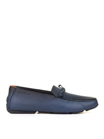 Santoni Blue Leather Loafers
