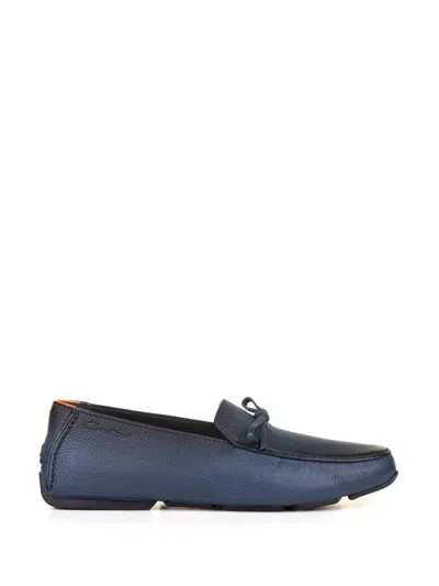 Santoni Blue Leather Moccasin