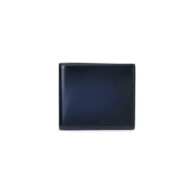 Santoni Blue Leather Wallet Adriatico Blue