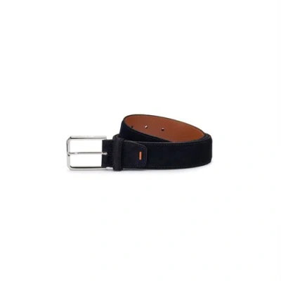 Santoni Blue Suede Adjustable Belt Adriatico Blue
