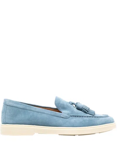 Santoni Blue Suede Loafers