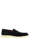 Santoni Suede Moccasin Loafers Round Toe In Gold