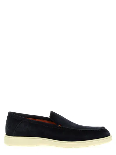 SANTONI BLUE SUEDE LOAFERS